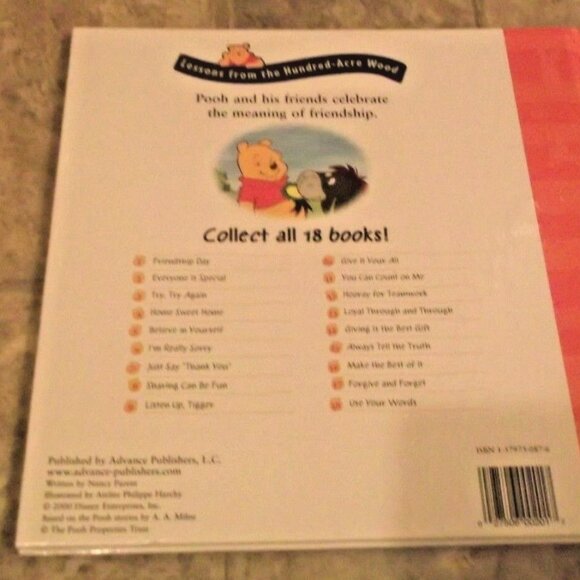 2/$25 Disney's Winnie the Pooh Friendship Day Lessons Book #1 Hardcover - Picture 3 of 6